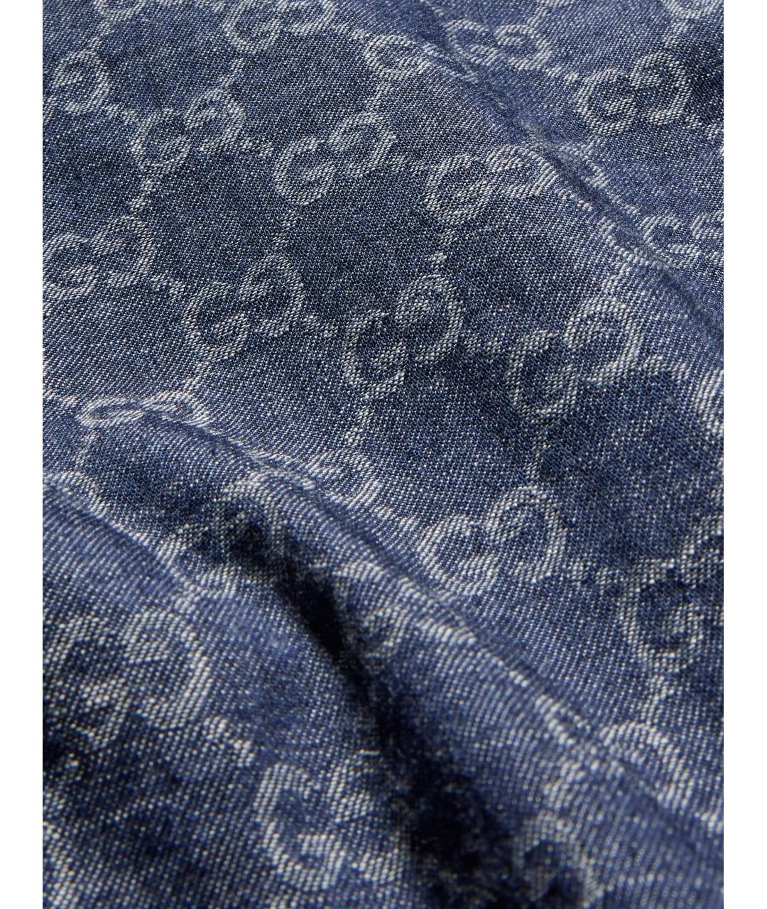 GUCCI Синие хлопковые прямые брюки, фото 4