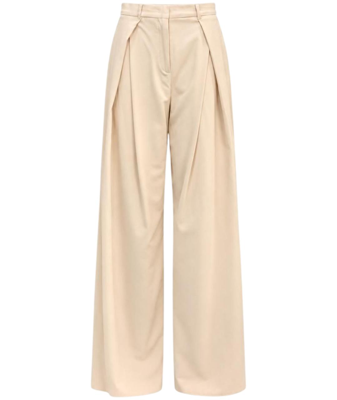 MAX MARA STUDIO Бежевые шерстяные прямые брюки, фото 1