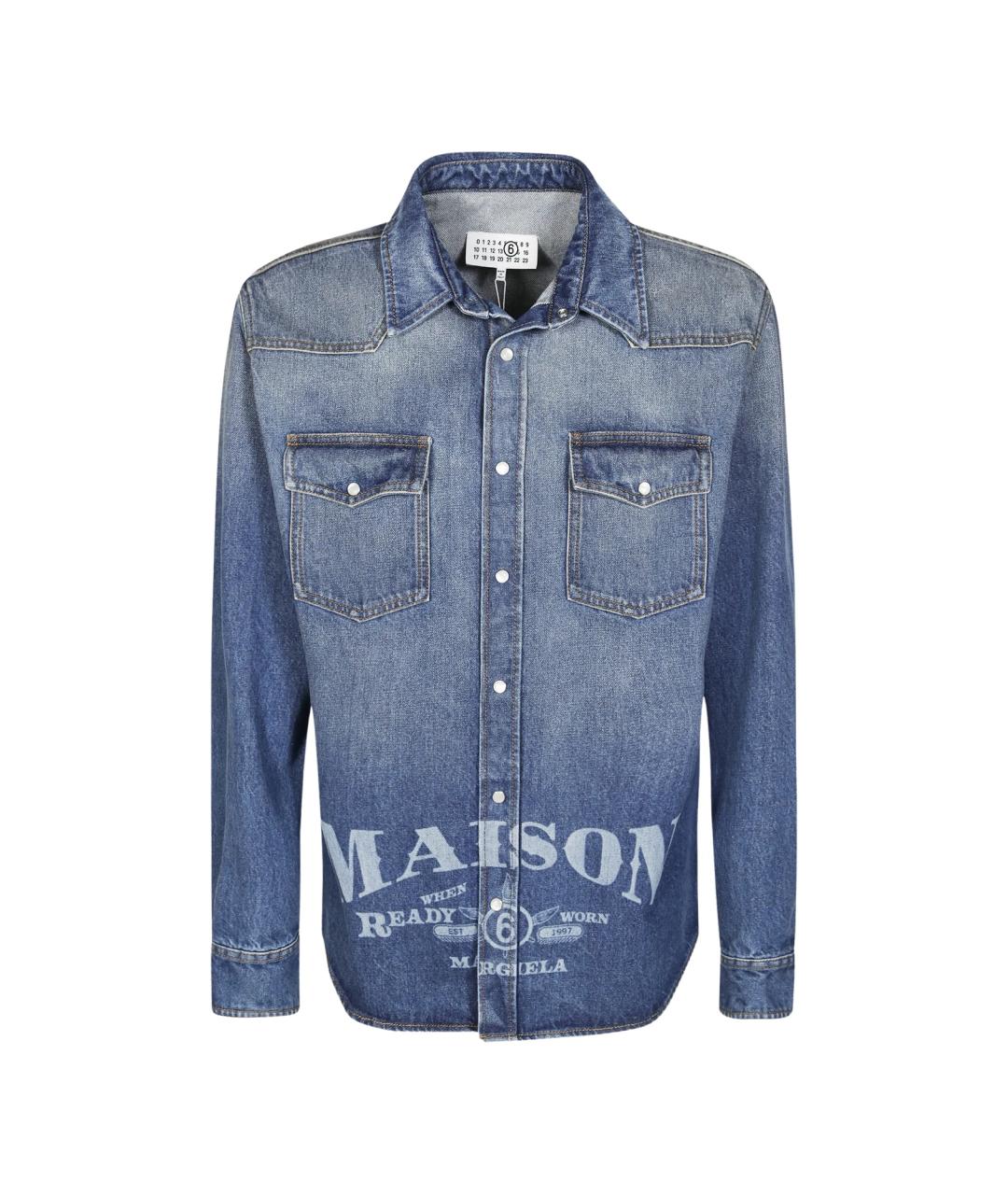 MM6 MAISON MARGIELA Голубая хлопковая кэжуал рубашка, фото 4