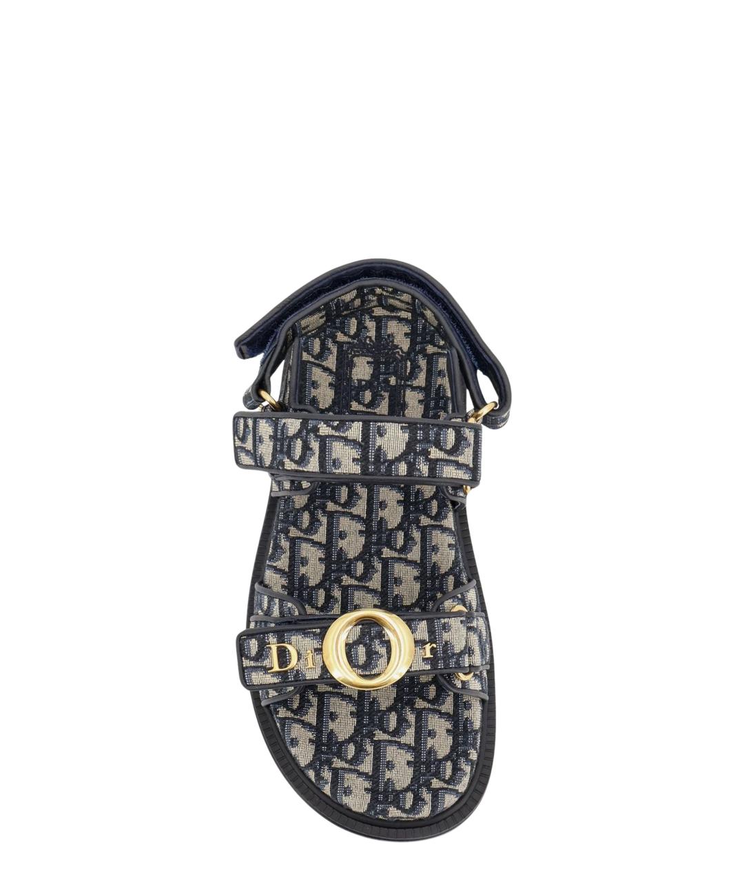 CHRISTIAN DIOR Синие текстильные сандалии, фото 4