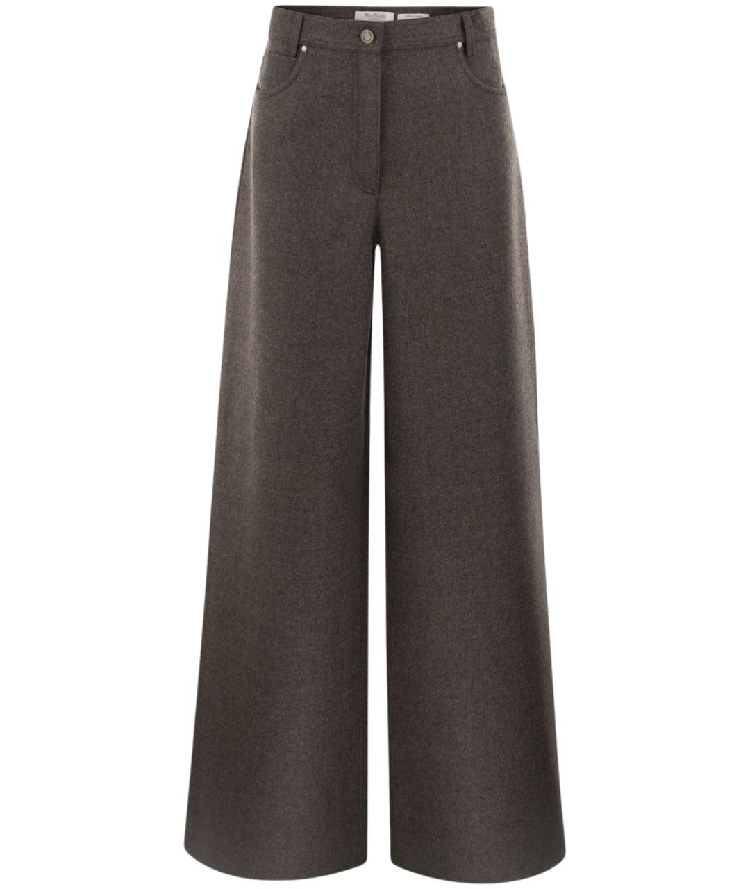 MAX MARA Коричневые шерстяные прямые брюки, фото 1