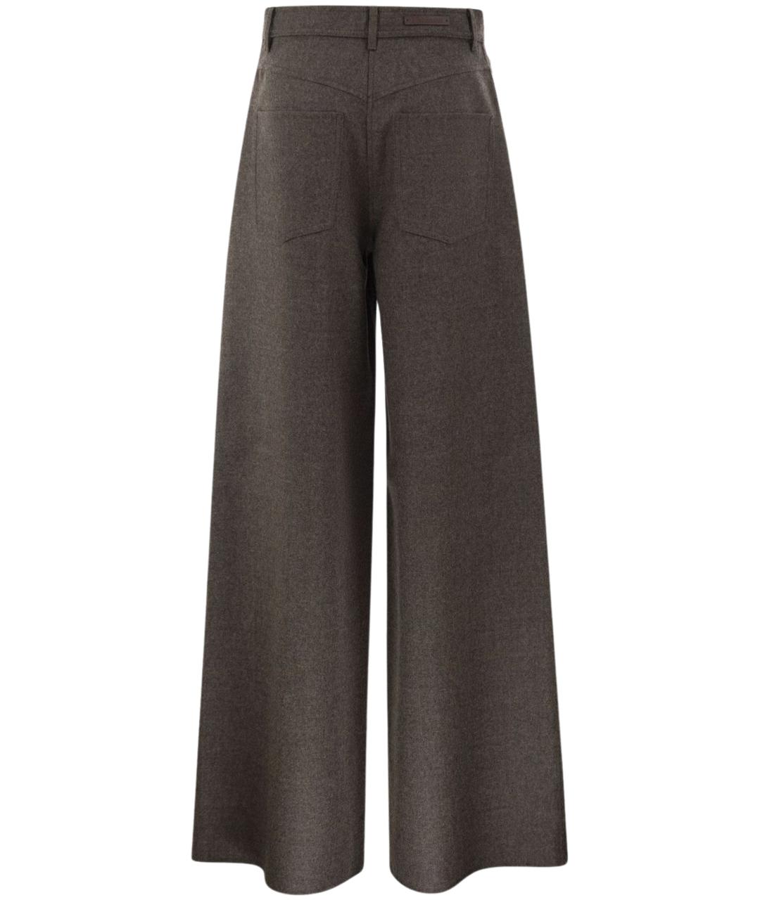 MAX MARA Коричневые шерстяные прямые брюки, фото 2