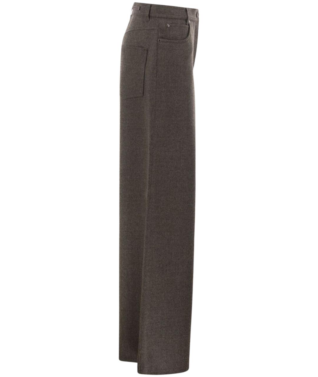 MAX MARA Коричневые шерстяные прямые брюки, фото 3
