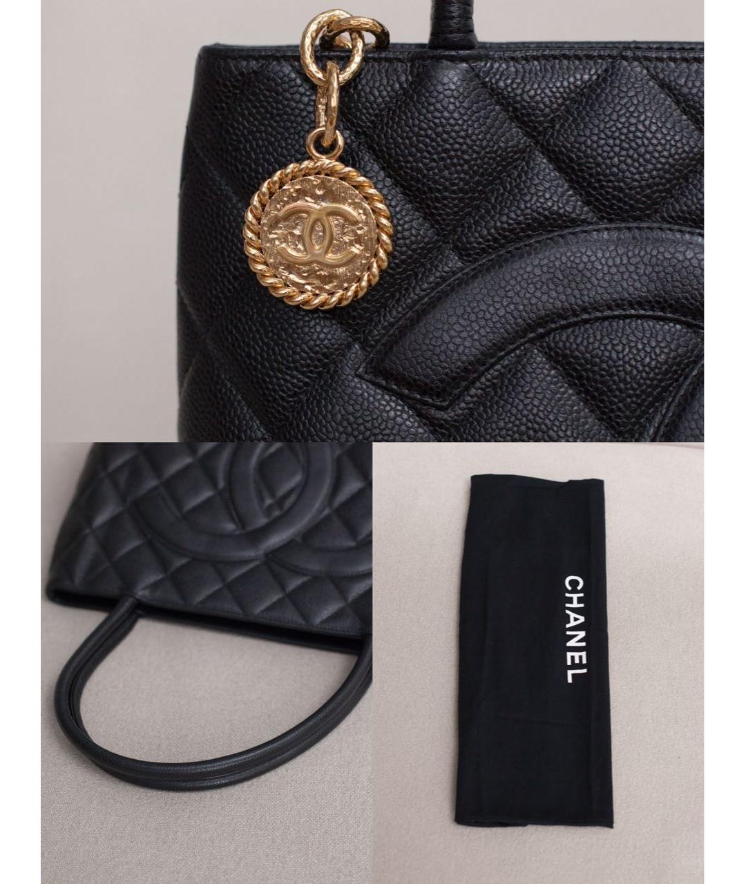 CHANEL Черная кожаная сумка тоут, фото 7