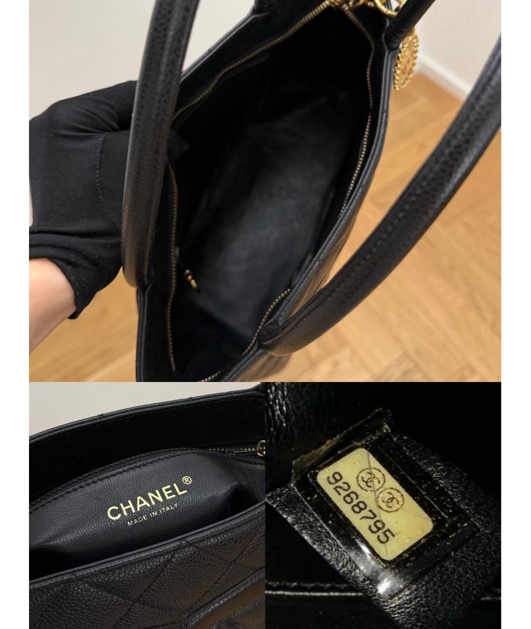 CHANEL Черная кожаная сумка тоут, фото 8