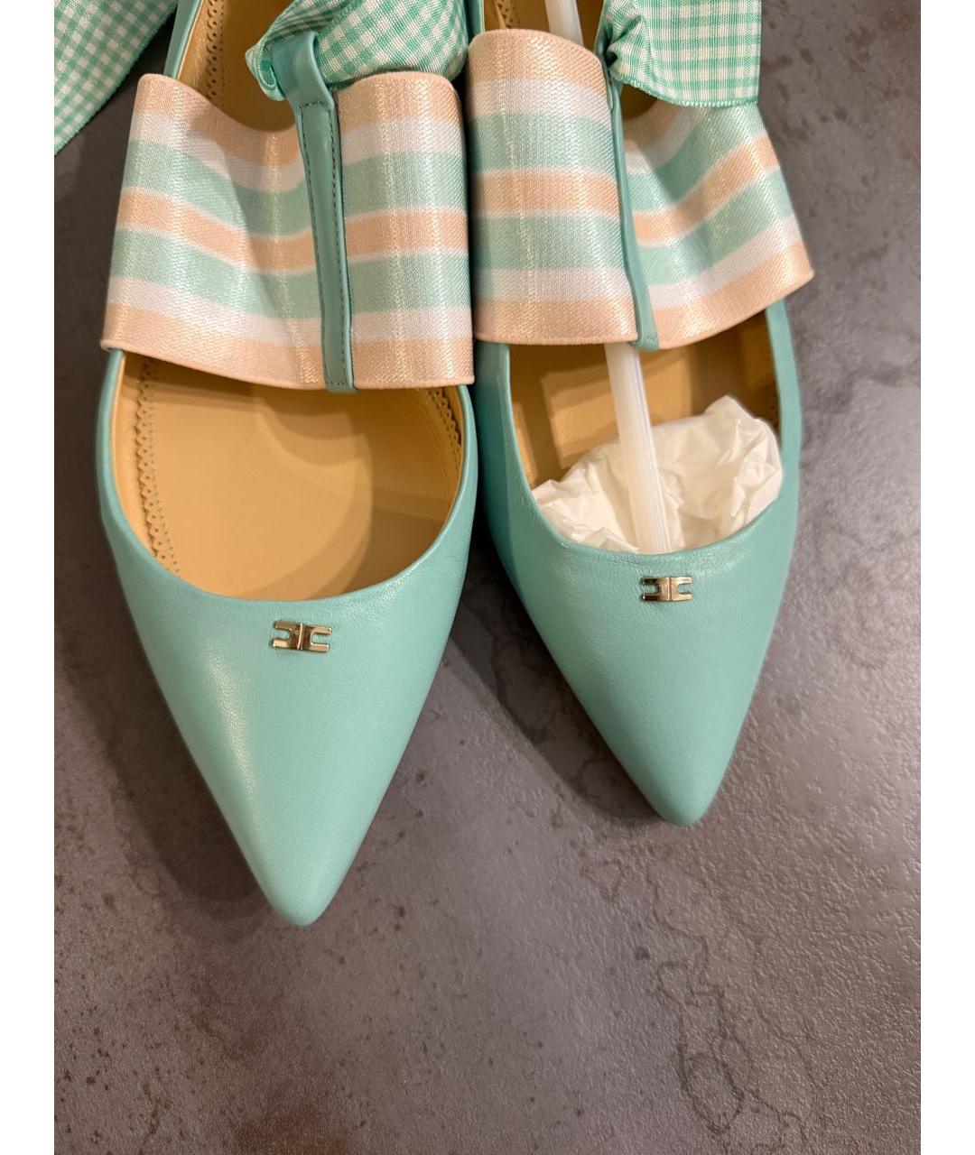 ELISABETTA FRANCHI Бирюзовые кожаные балетки, фото 3