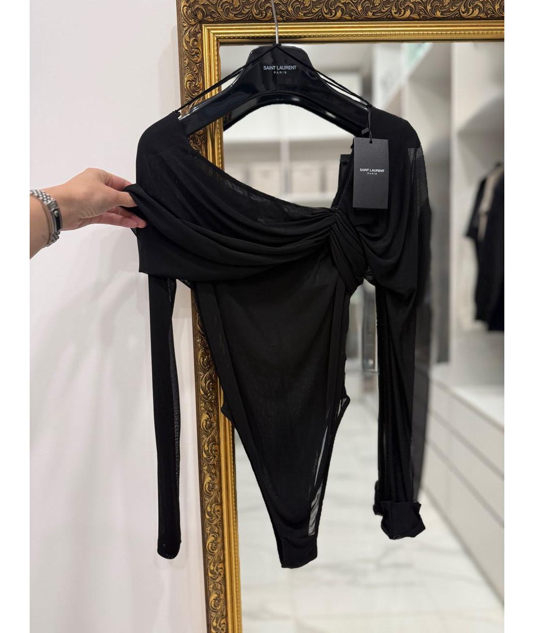 SAINT LAURENT Черная вискозная блузы, фото 9
