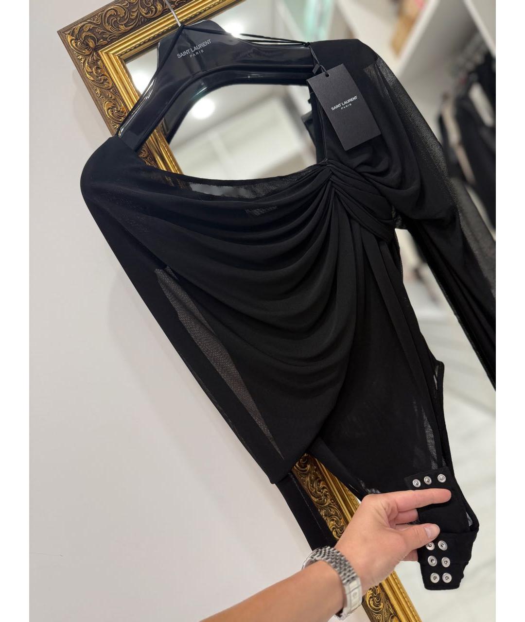 SAINT LAURENT Черная вискозная блузы, фото 4