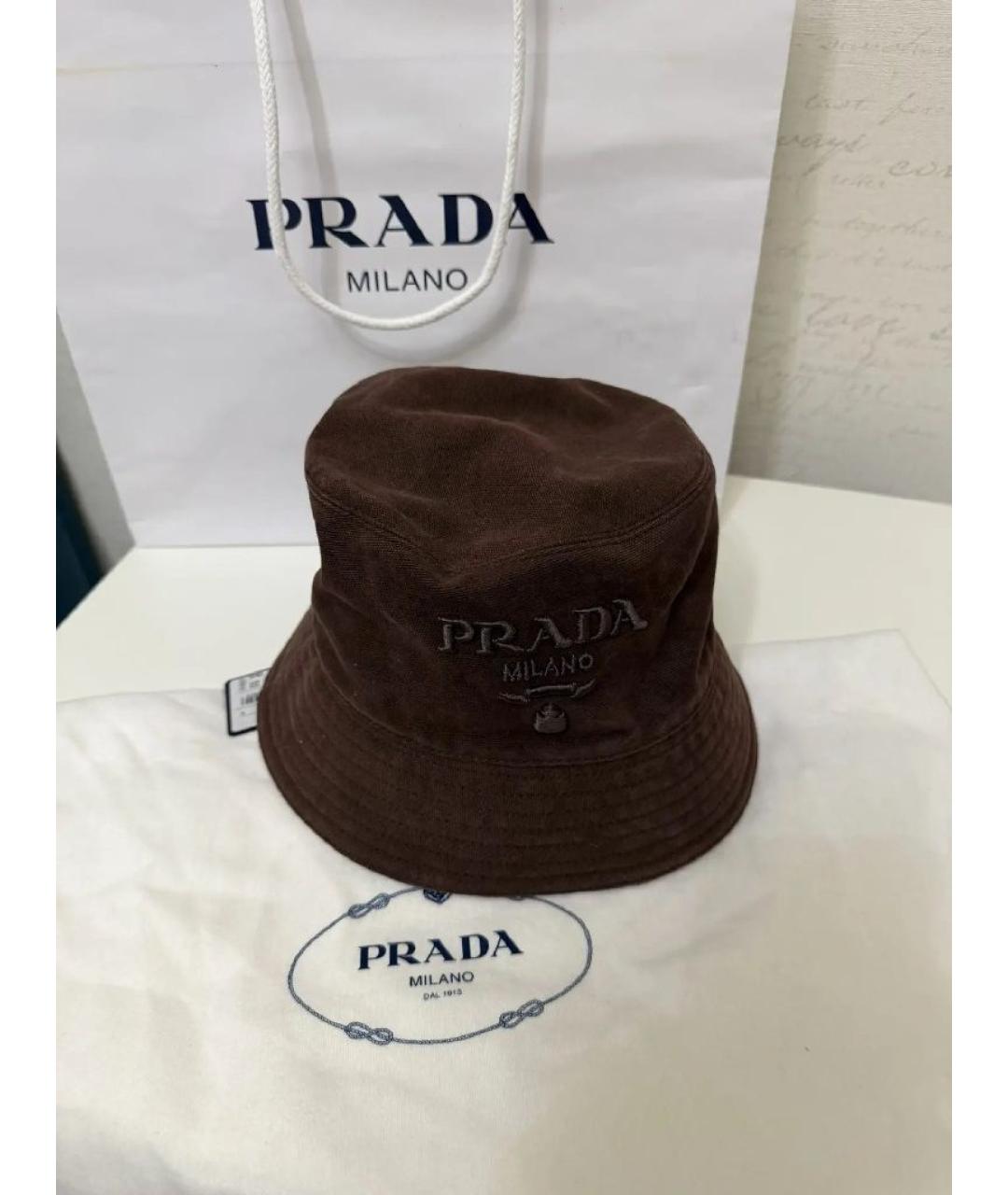 PRADA Коричневая хлопковая панама, фото 3