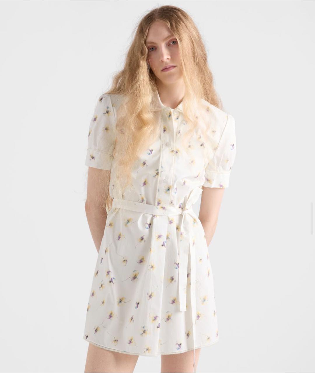 PRADA Белое хлопковое повседневное платье, фото 2