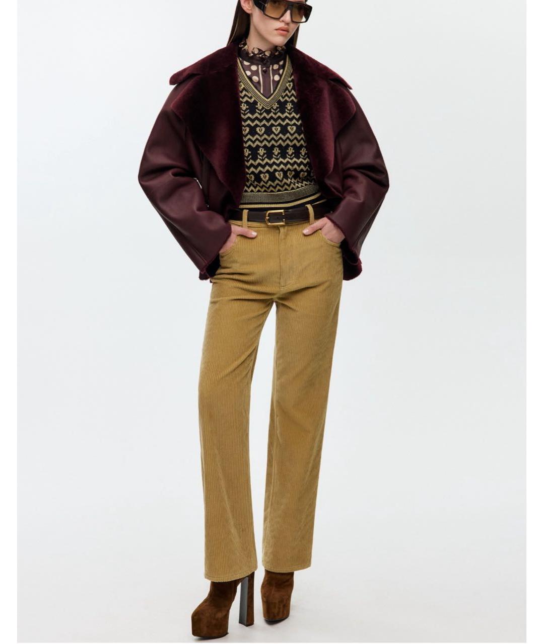 BOTTEGA VENETA Коричневые хлопковые прямые брюки, фото 3