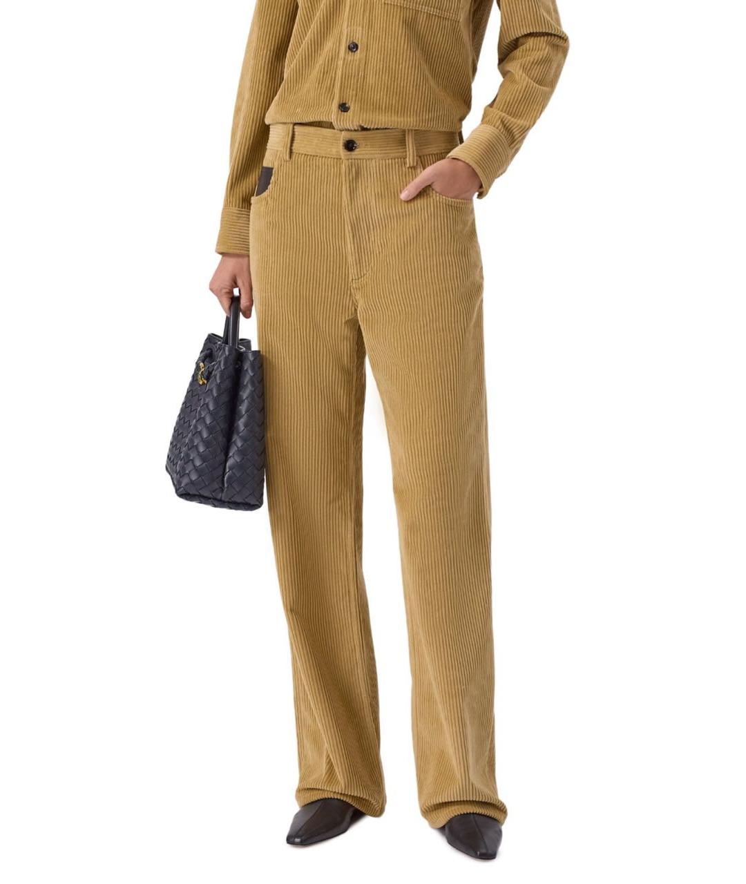 BOTTEGA VENETA Коричневые хлопковые прямые брюки, фото 2