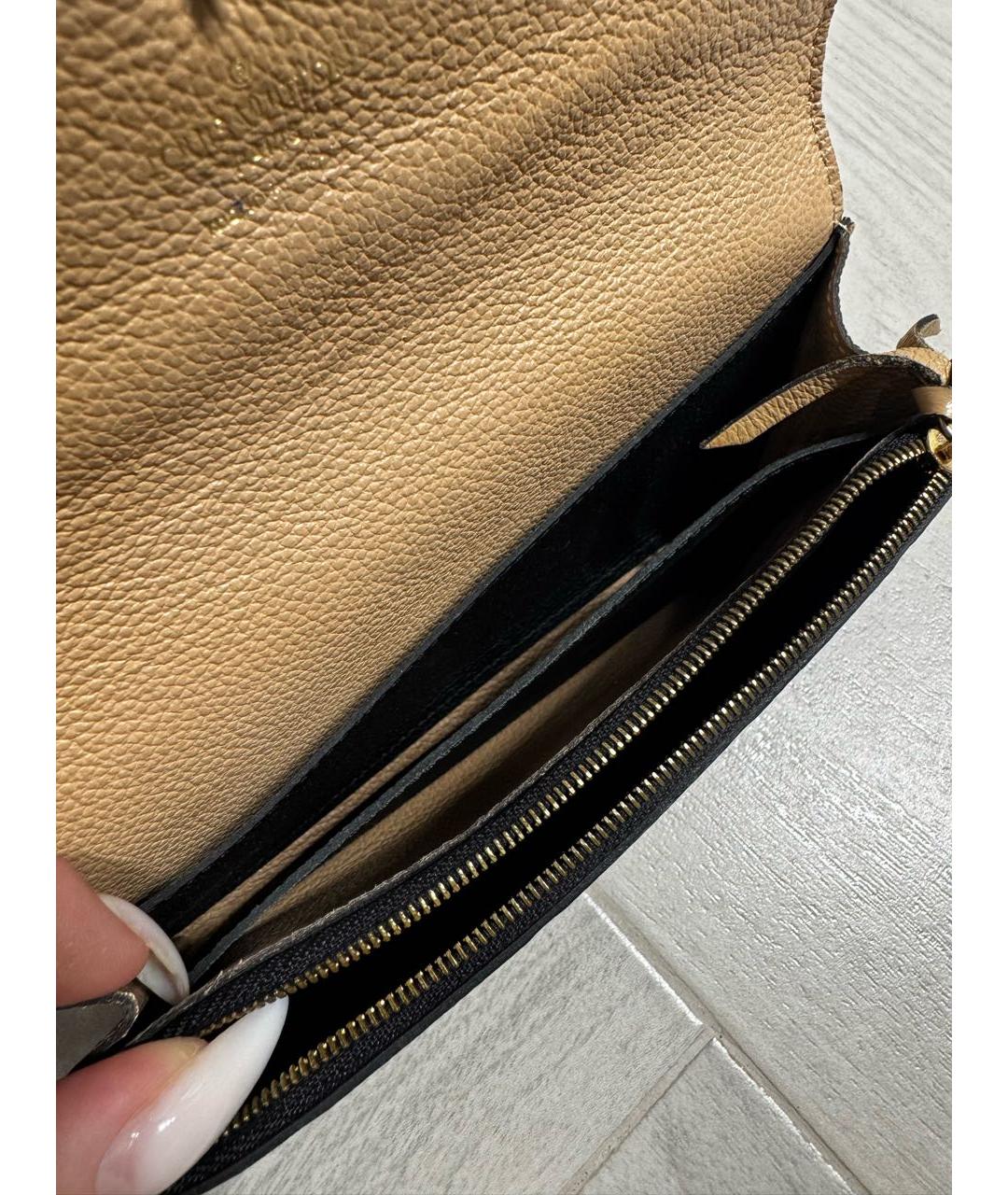 LOUIS VUITTON Черный кожаный кошелек, фото 3