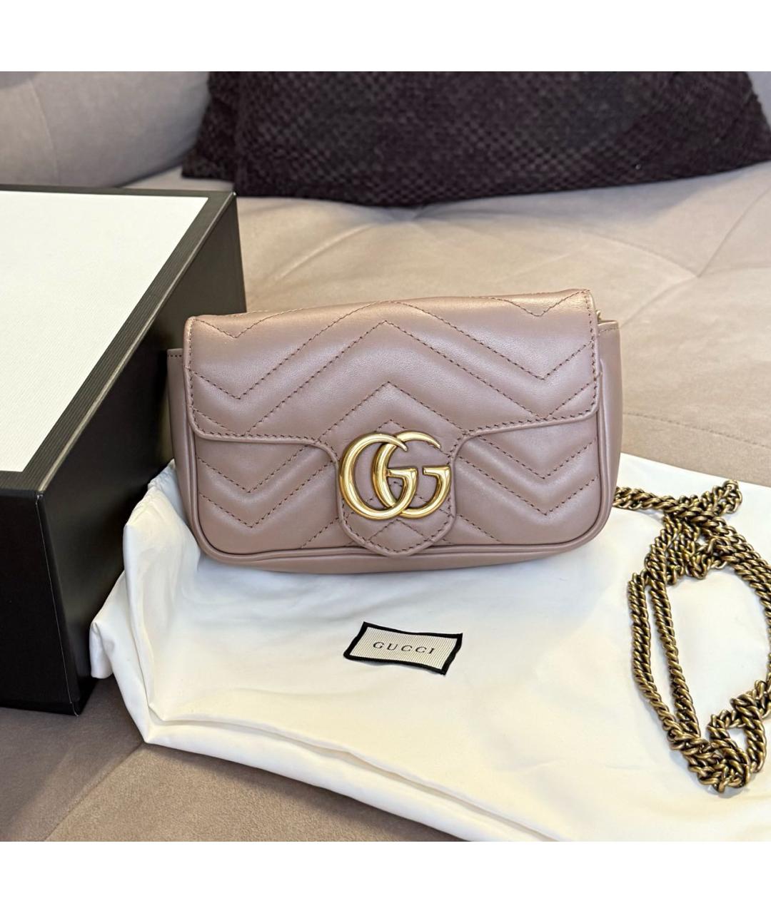 GUCCI Бежевая кожаная сумка через плечо, фото 9