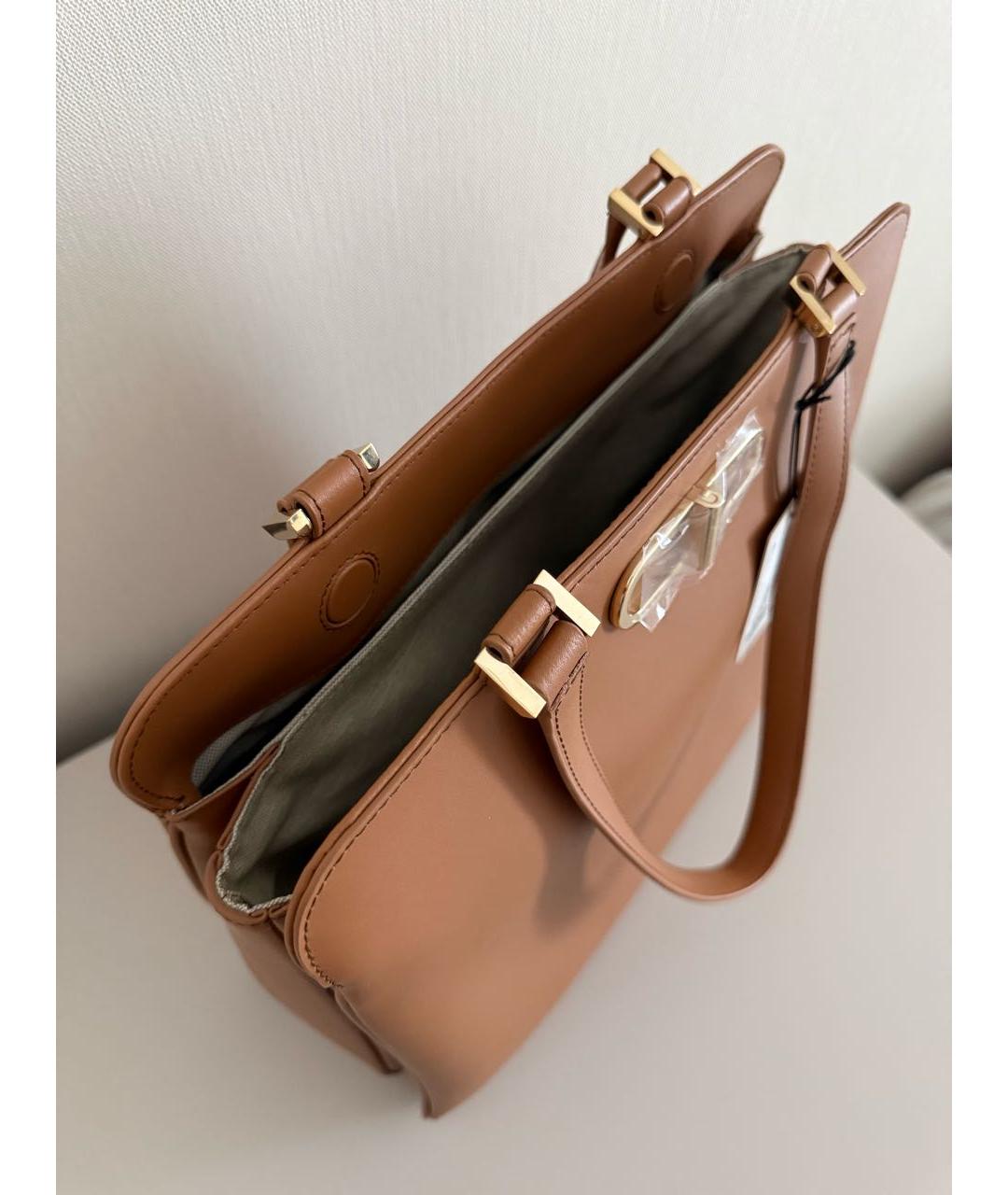 FURLA Коричневая кожаная сумка с короткими ручками, фото 6