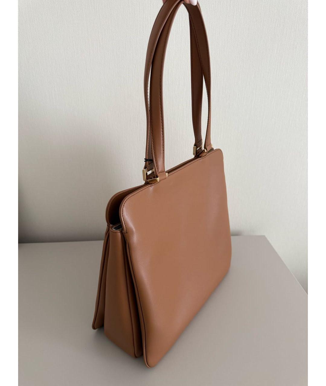 FURLA Коричневая кожаная сумка с короткими ручками, фото 3