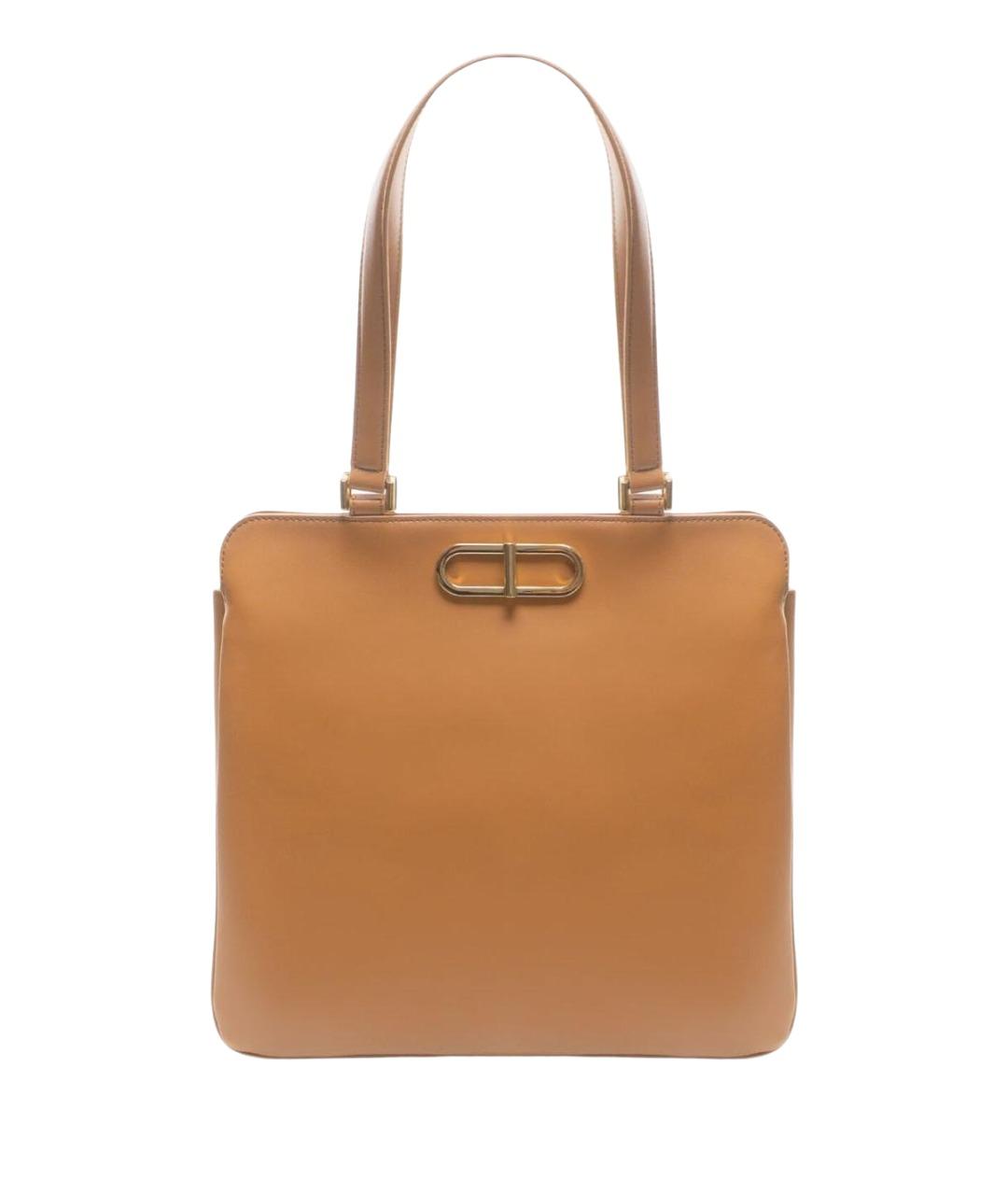 FURLA Коричневая кожаная сумка с короткими ручками, фото 1