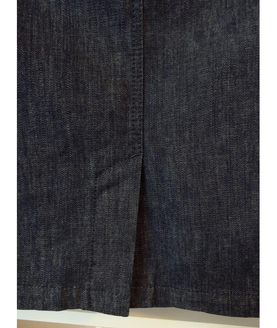 ARMANI JEANS Темно-синяя хлопко-эластановая юбка миди, фото 7