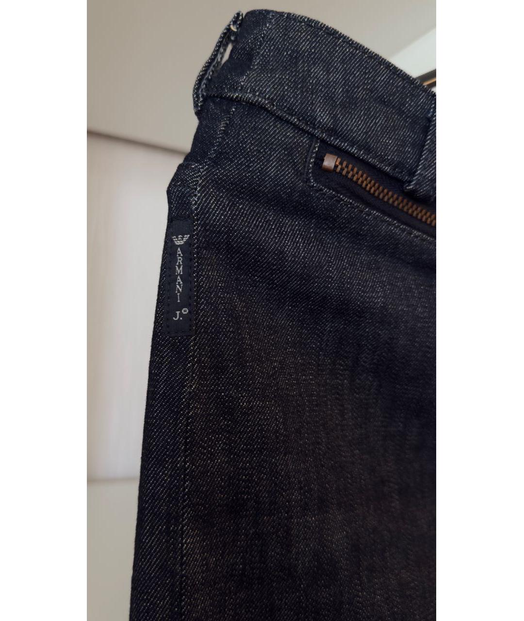 ARMANI JEANS Темно-синяя хлопко-эластановая юбка миди, фото 4