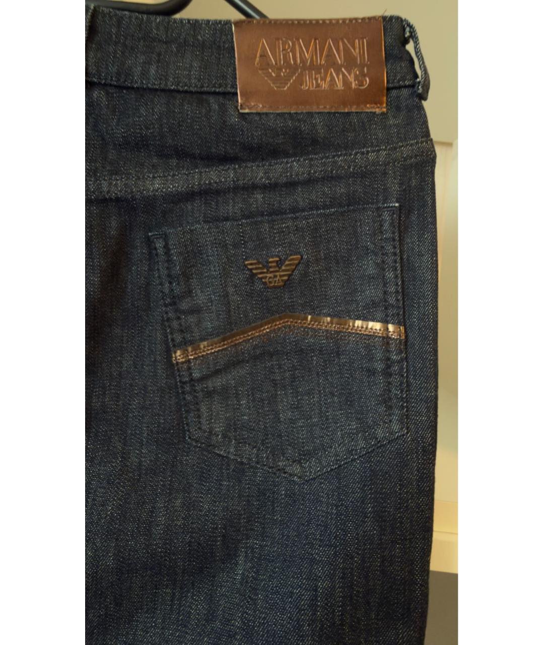 ARMANI JEANS Темно-синяя хлопко-эластановая юбка миди, фото 6