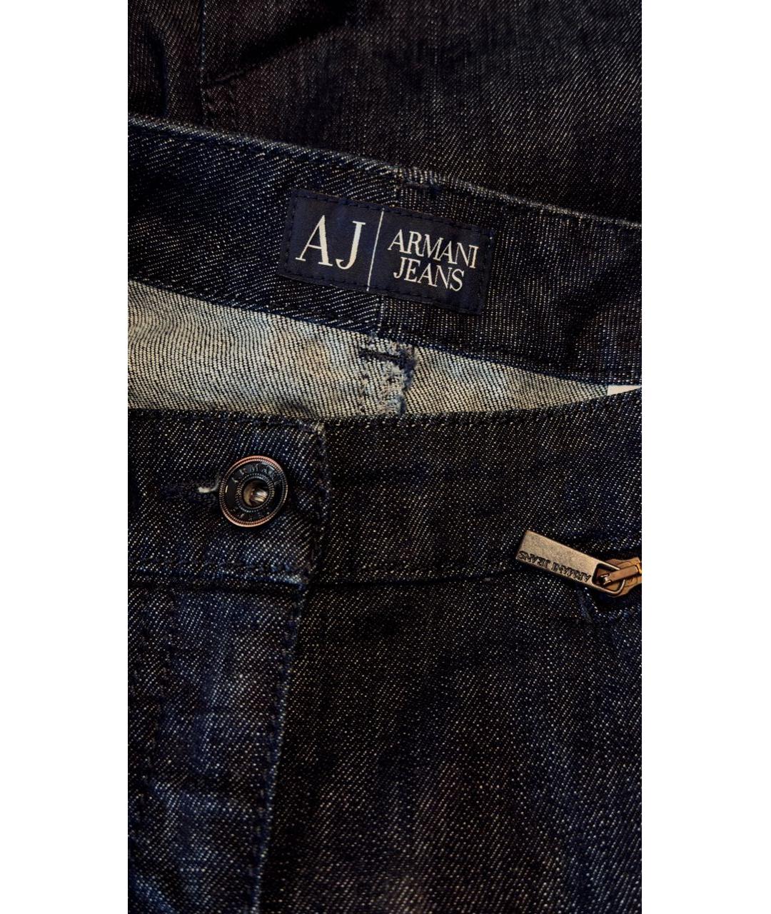 ARMANI JEANS Темно-синяя хлопко-эластановая юбка миди, фото 2