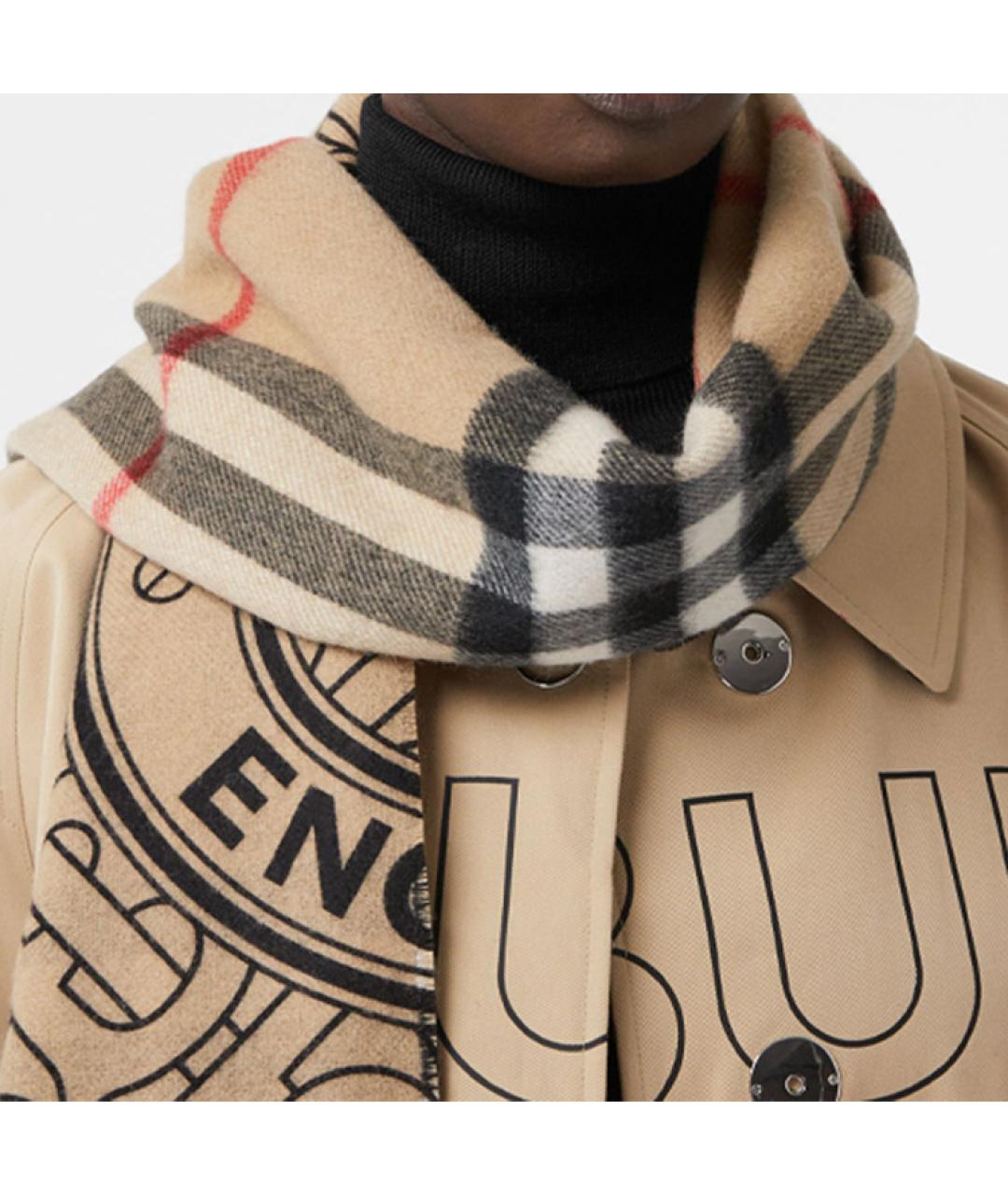 BURBERRY Коричневый кашемировый шарф, фото 2