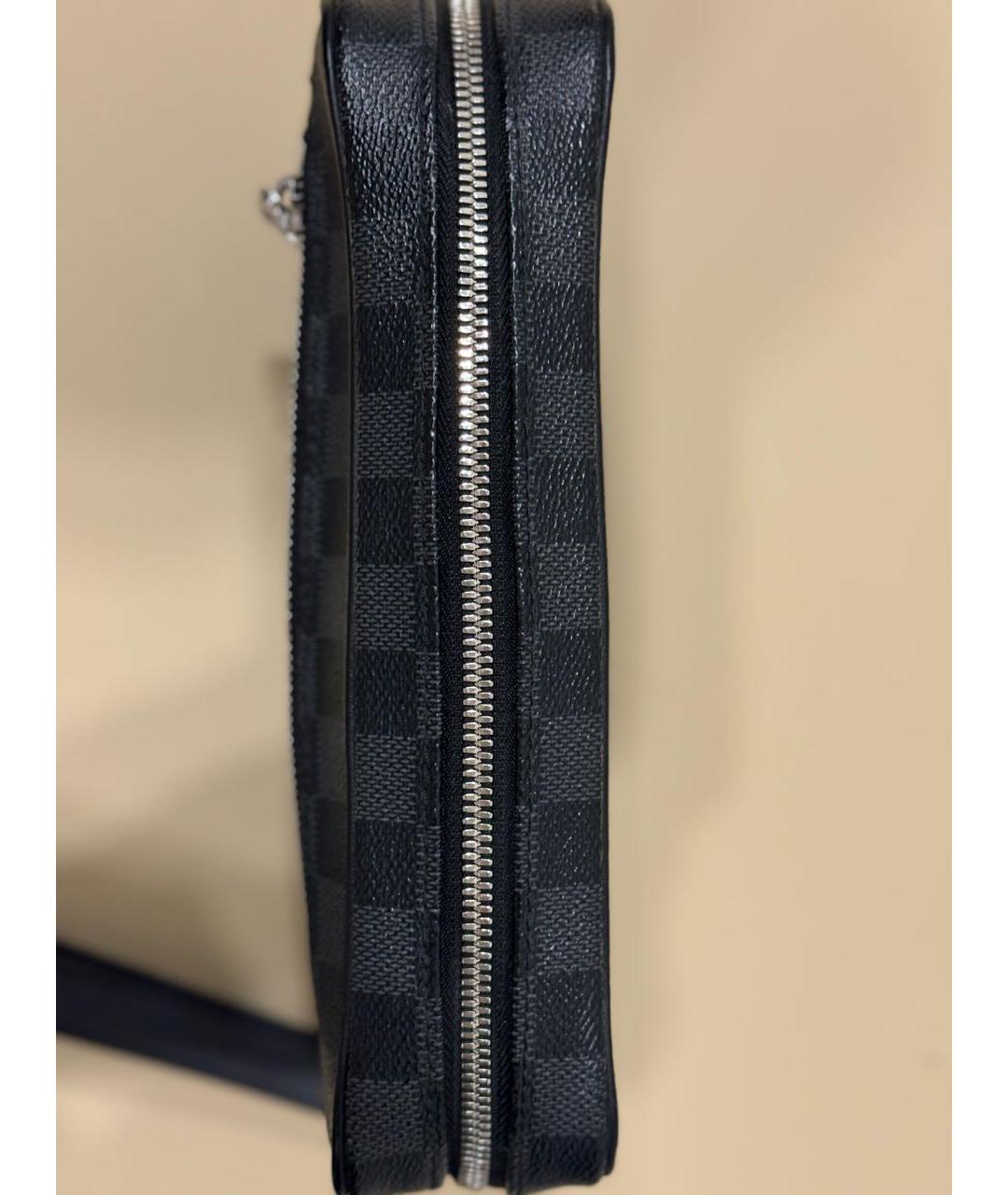 LOUIS VUITTON Черная барсетка из канвы, фото 5