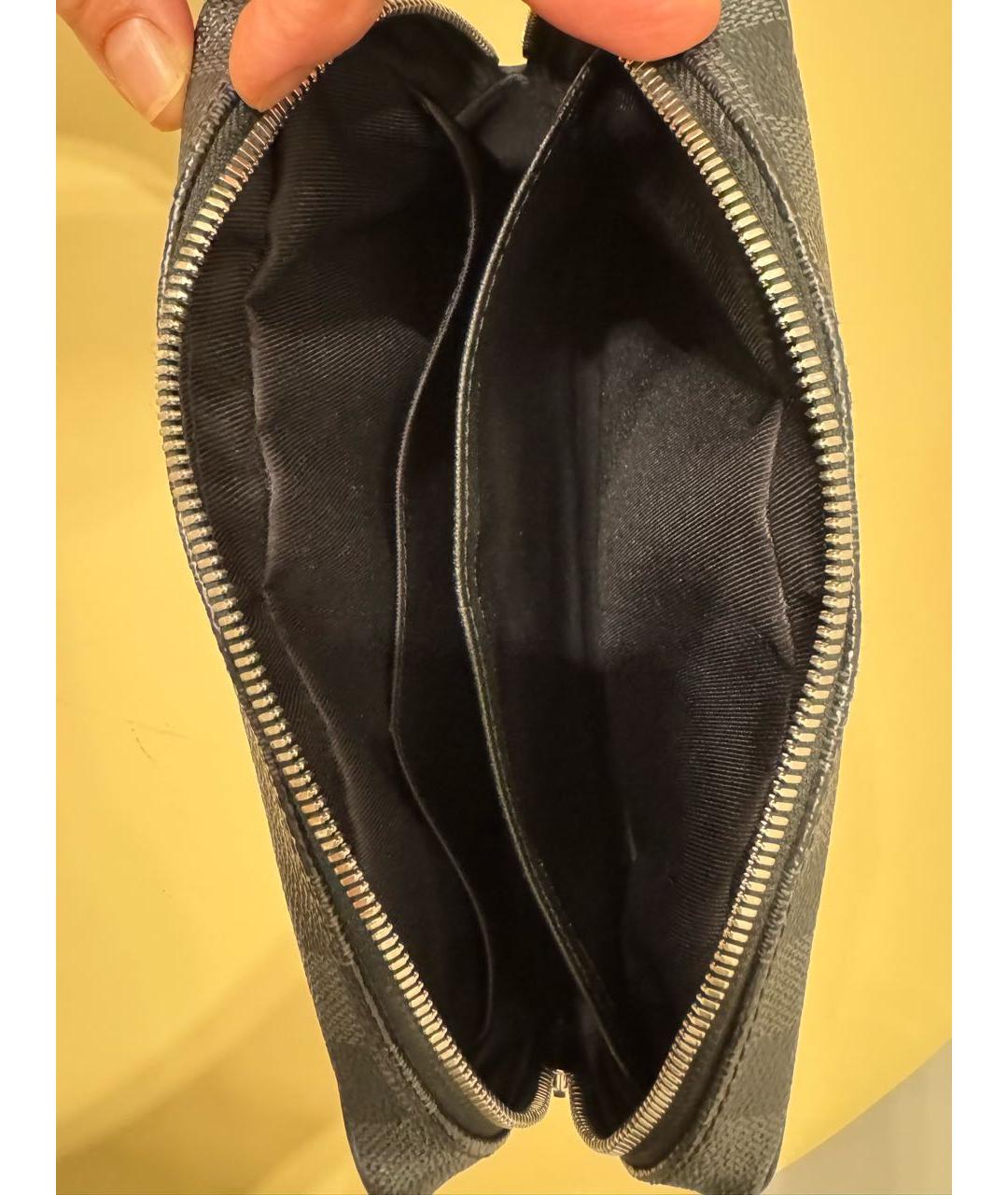 LOUIS VUITTON Черная барсетка из канвы, фото 2