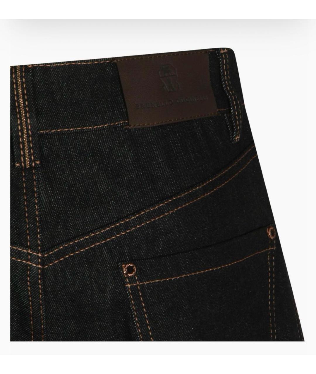 BRUNELLO CUCINELLI Черные хлопковые прямые джинсы, фото 5