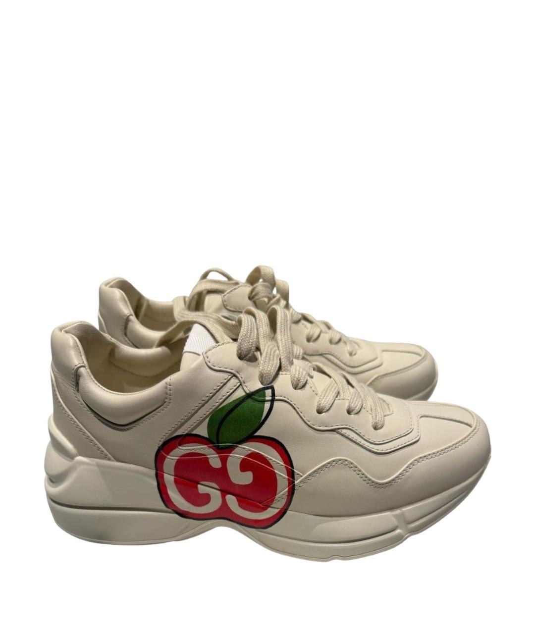 GUCCI Бежевые кожаные кроссовки, фото 1
