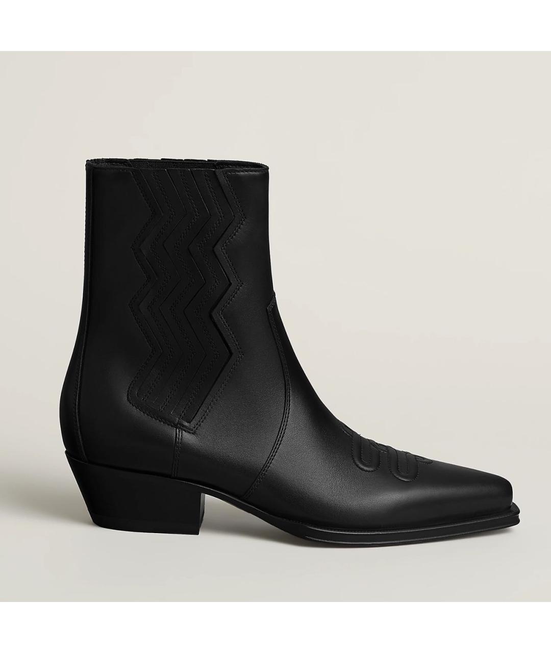HERMES Черные кожаные полусапоги, фото 6