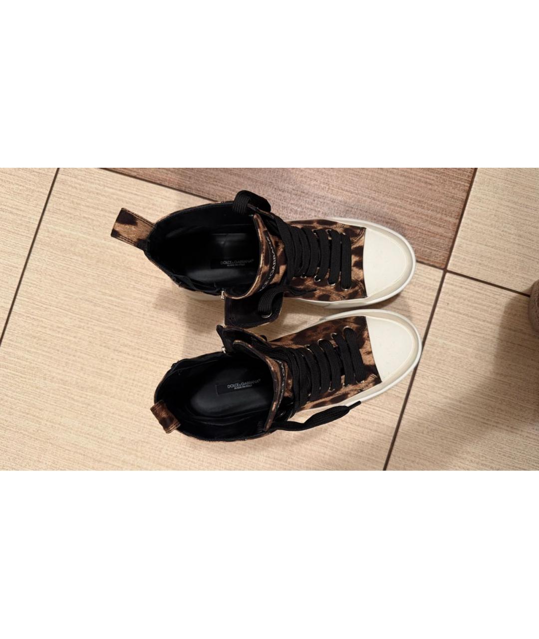 DOLCE&GABBANA Коричневые текстильные кеды, фото 3