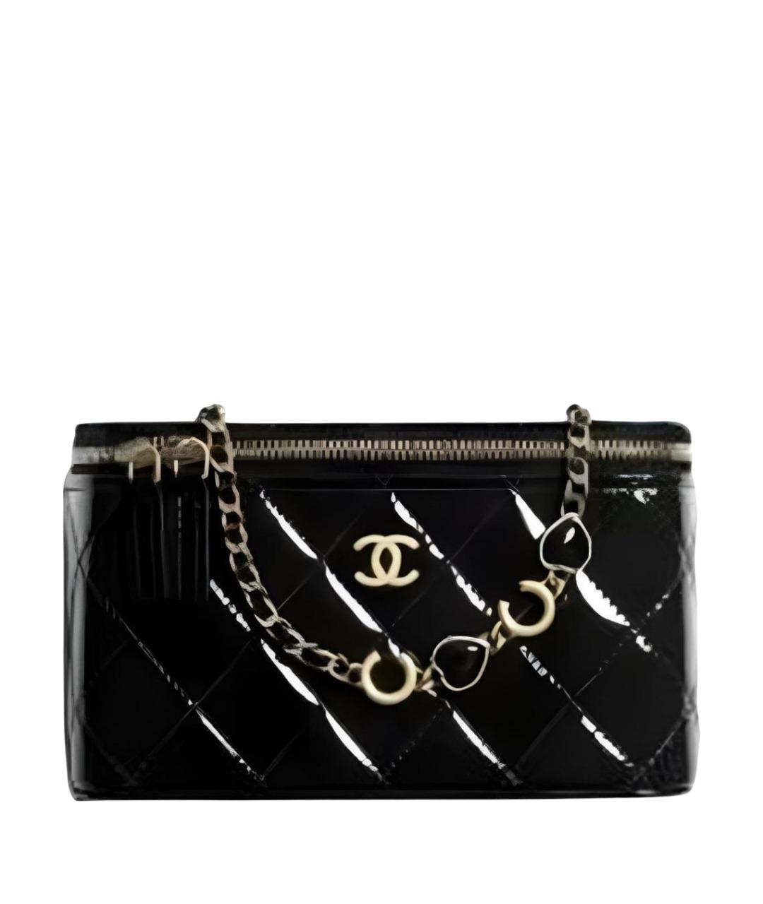 CHANEL Черная сумка через плечо из лакированной кожи, фото 1