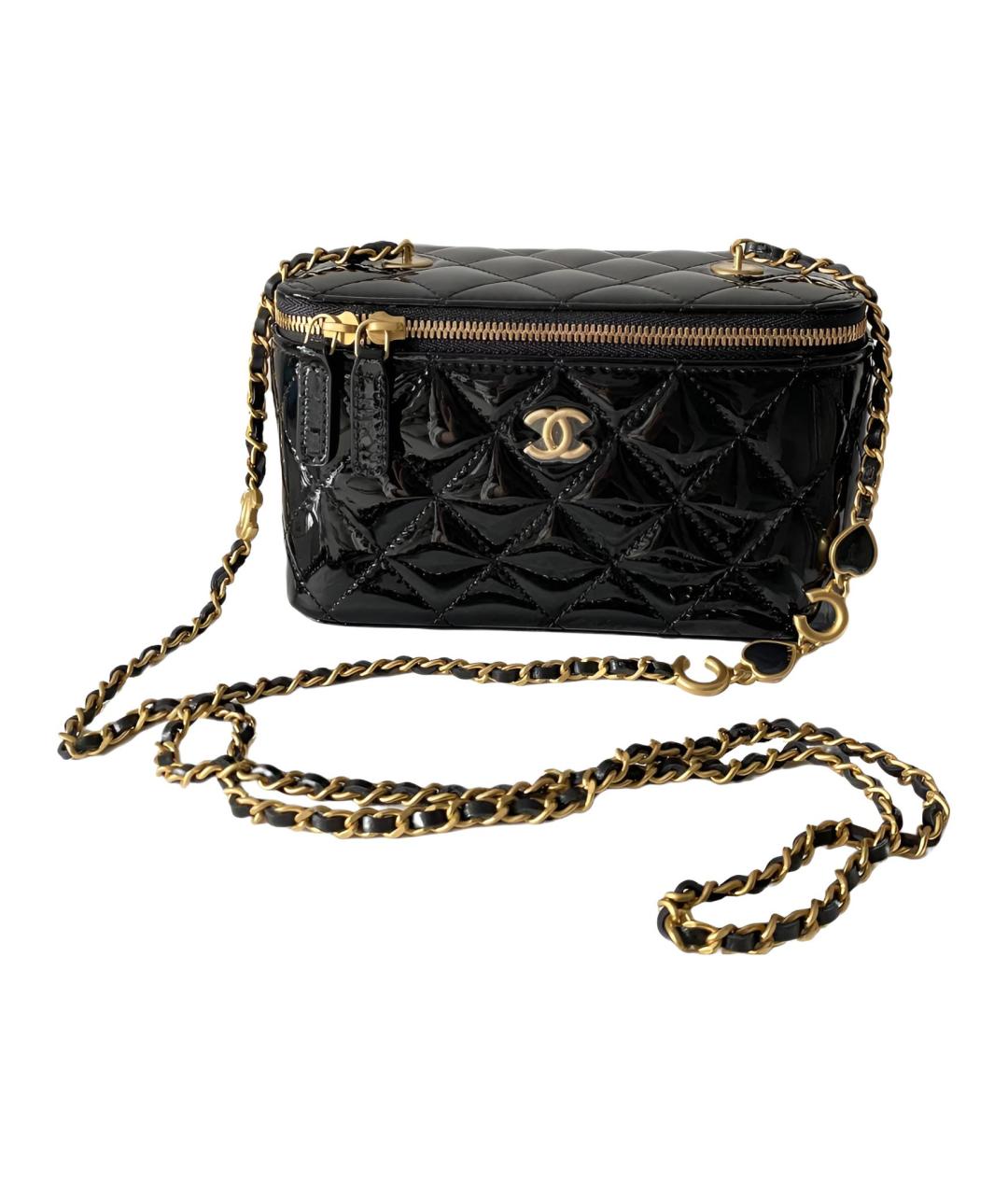 CHANEL Черная сумка через плечо из лакированной кожи, фото 2