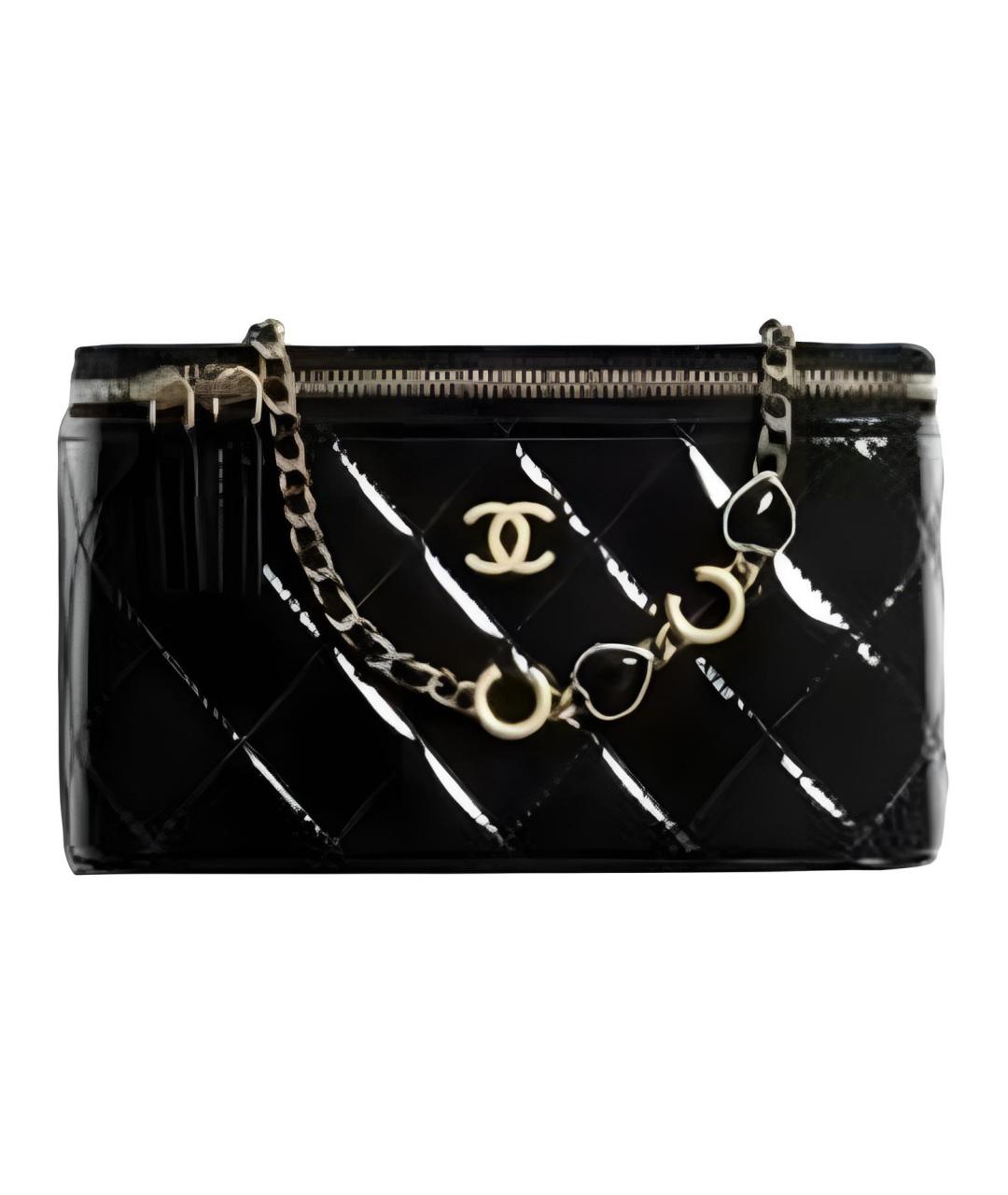 CHANEL Черная сумка через плечо из лакированной кожи, фото 5