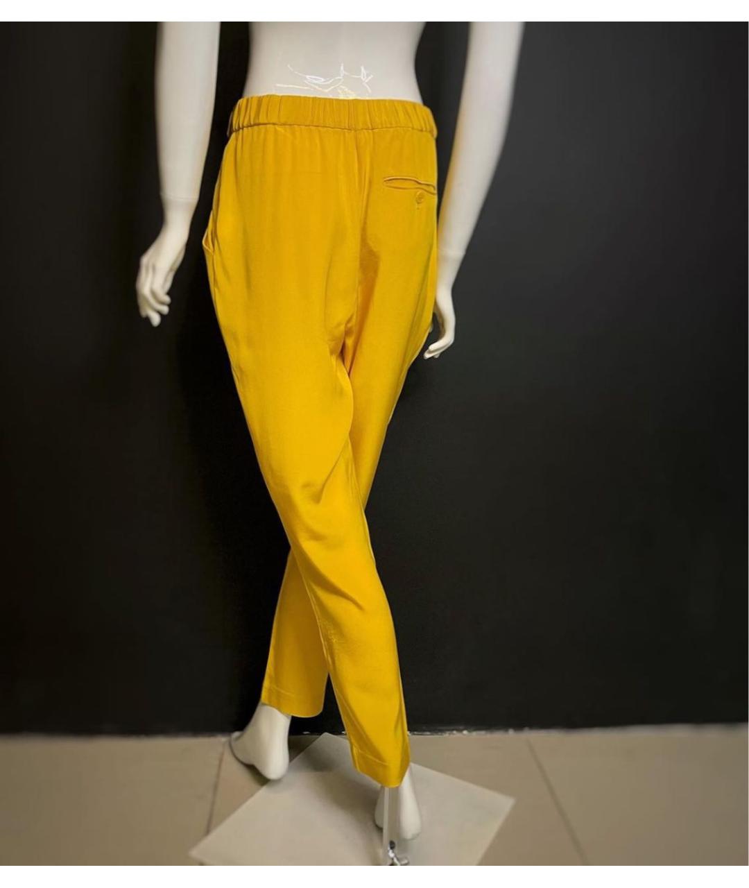 3.1 PHILLIP LIM Желтые шелковые брюки узкие, фото 4