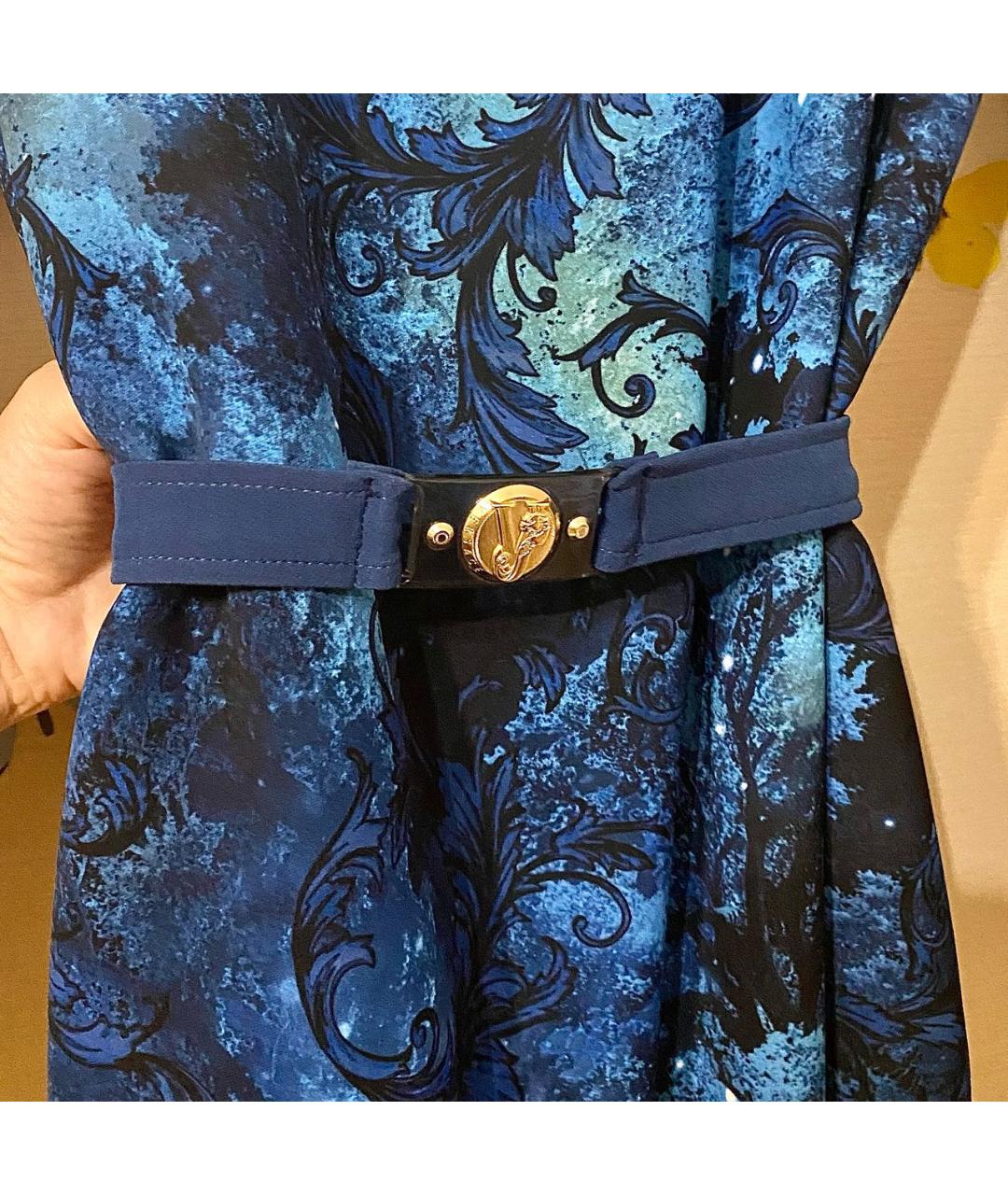 VERSACE JEANS COUTURE Темно-синее полиамидовое коктейльное платье, фото 3
