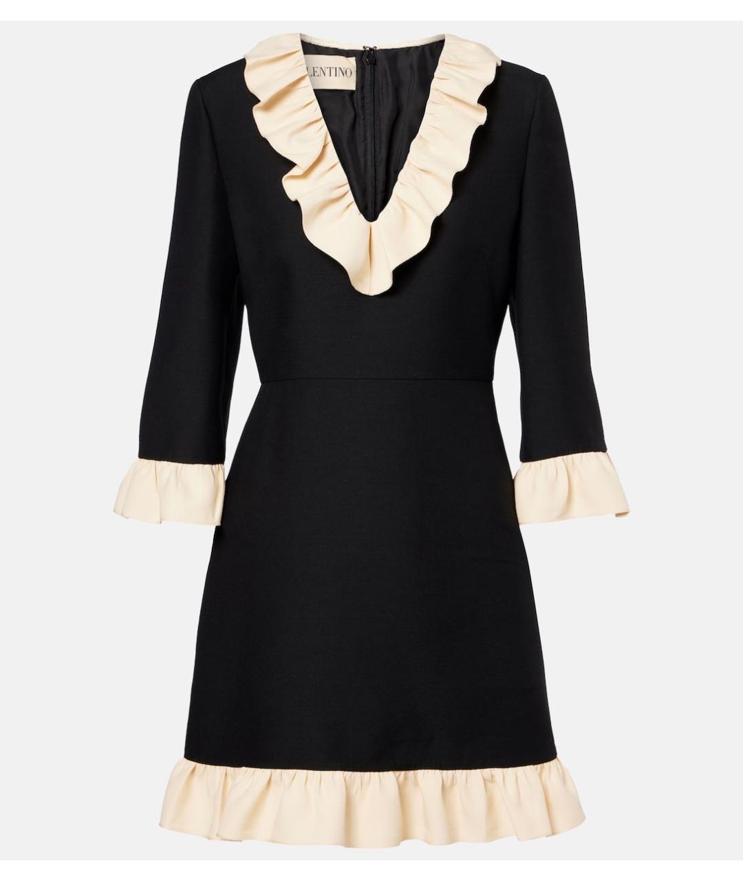 VALENTINO Черное шерстяное повседневное платье, фото 9