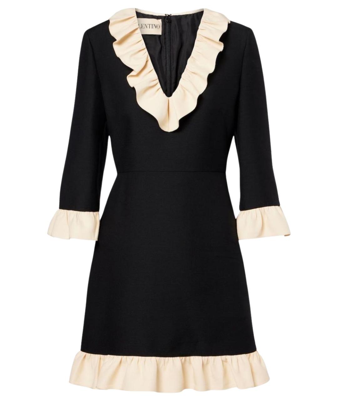 VALENTINO Черное шерстяное повседневное платье, фото 1