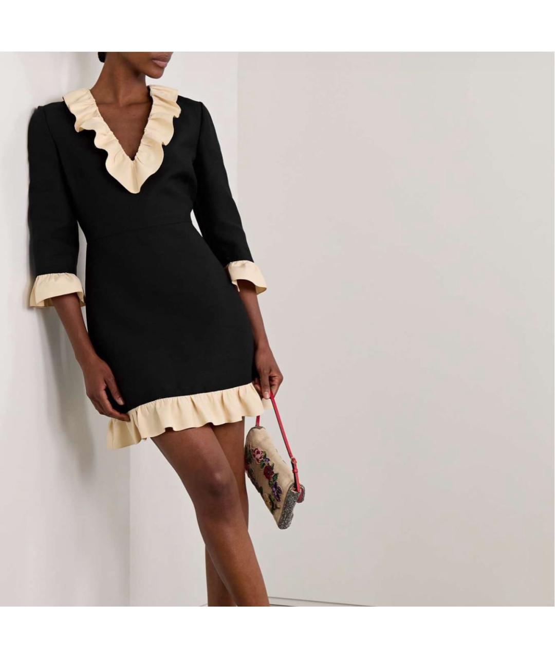VALENTINO Черное шерстяное повседневное платье, фото 2