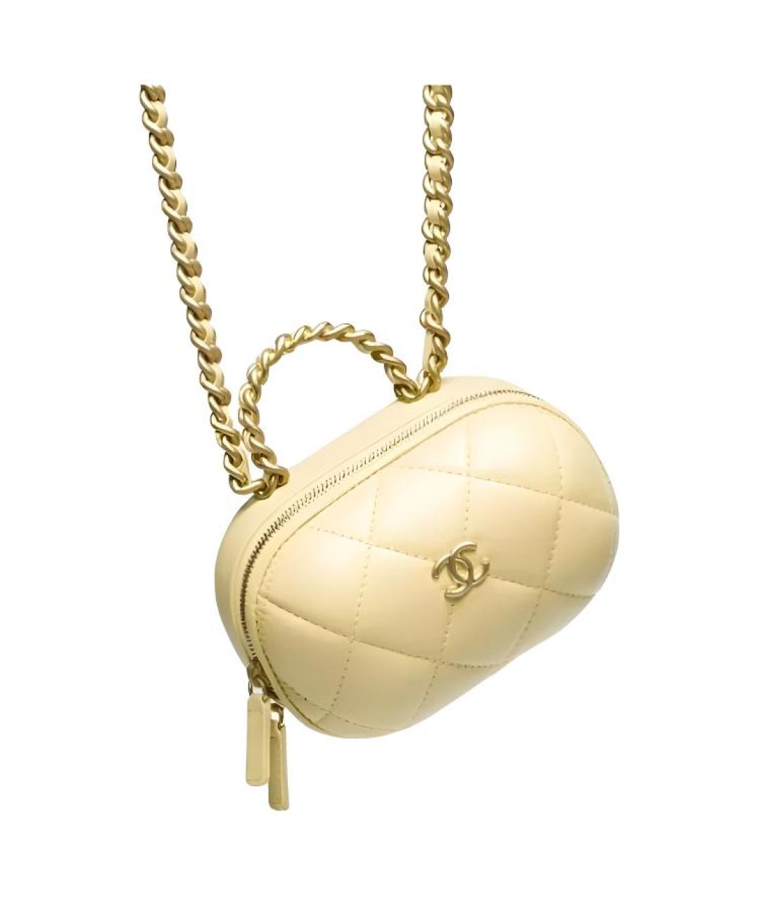 CHANEL Желтая кожаная косметичка, фото 2