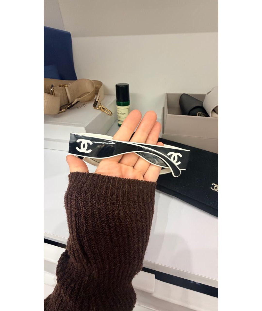 CHANEL Белые пластиковые солнцезащитные очки, фото 4