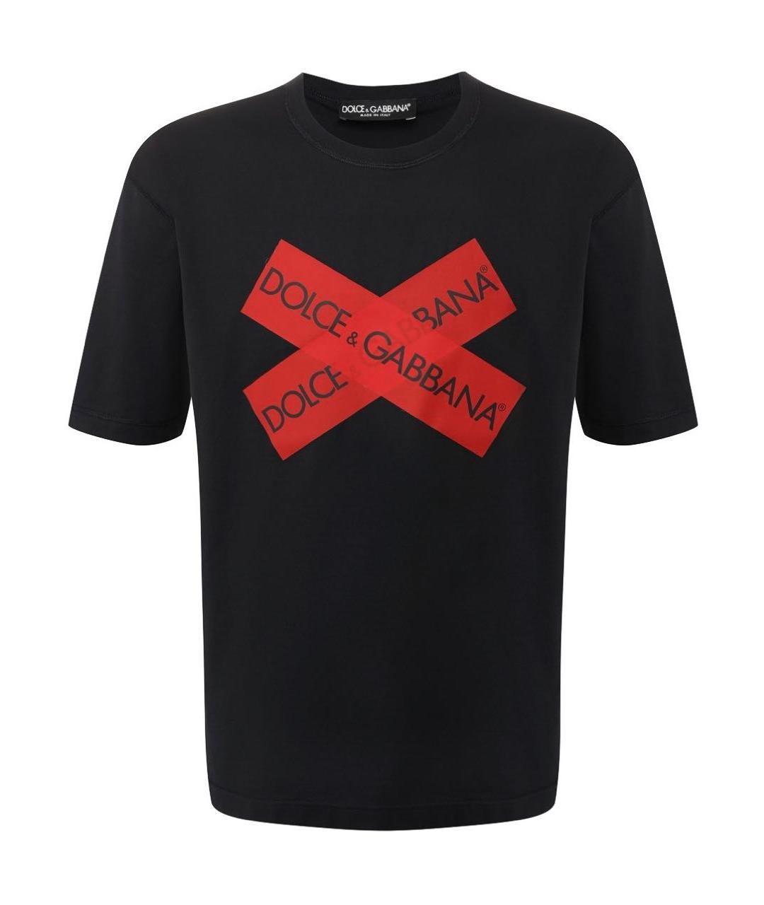 DOLCE&GABBANA Темно-синяя хлопковая футболка, фото 1