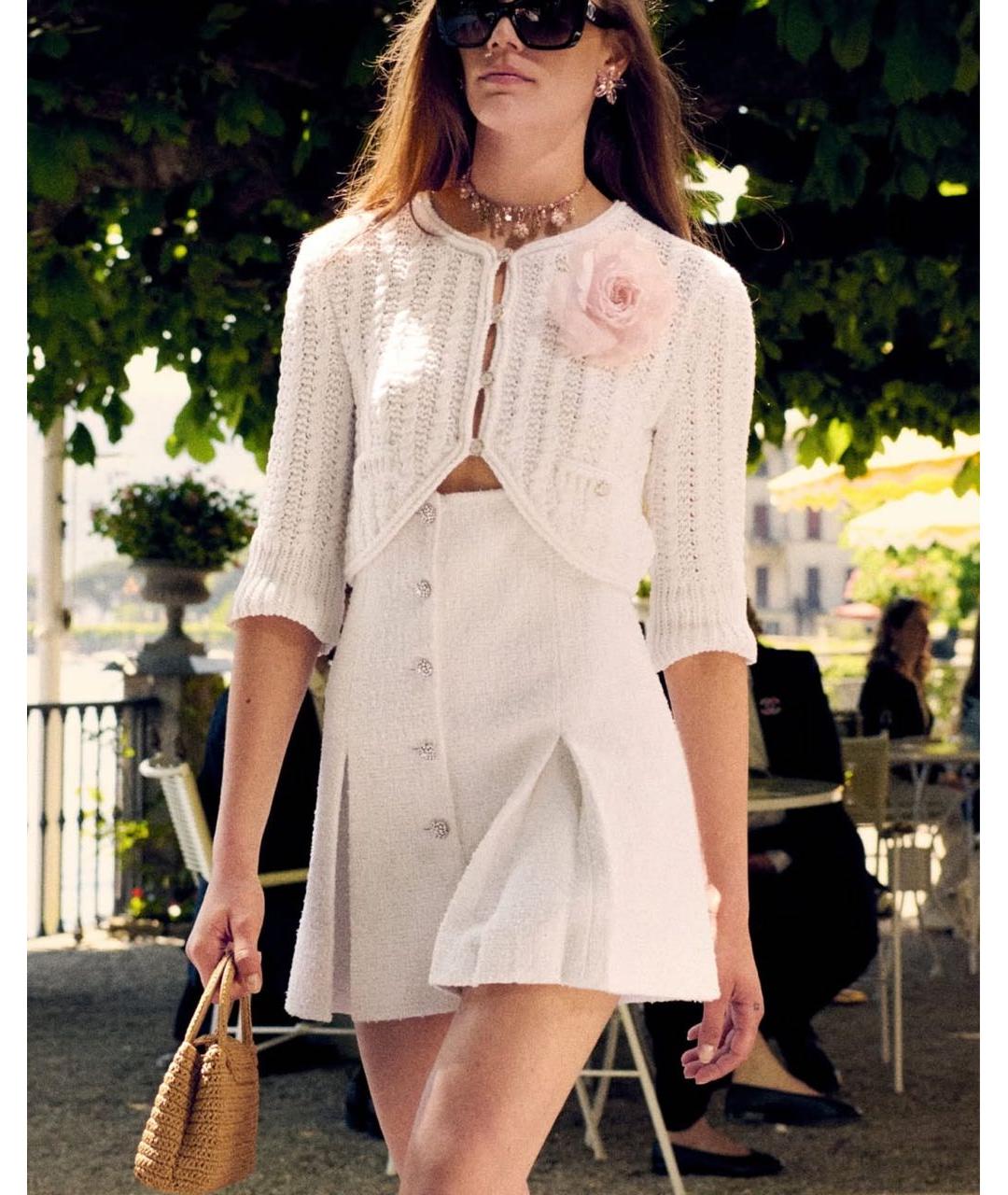 CHANEL Белые твидовые шорты, фото 3
