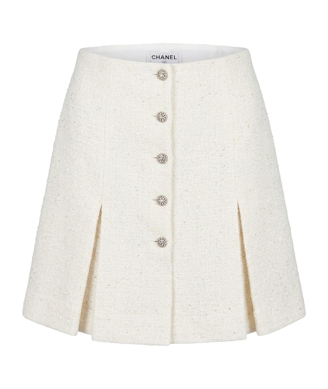 CHANEL Белые твидовые шорты, фото 1