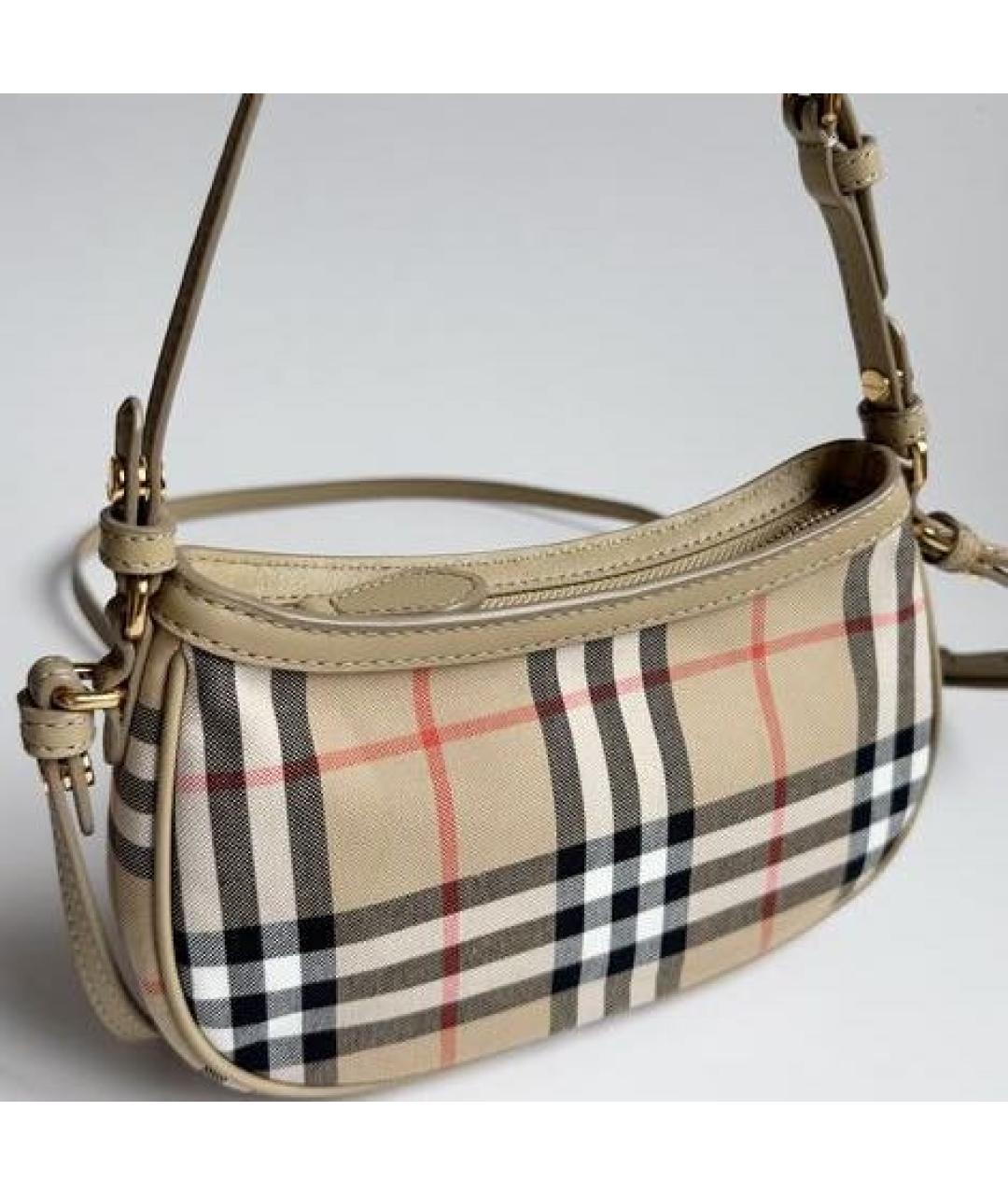 BURBERRY Бежевая тканевая сумка через плечо, фото 5