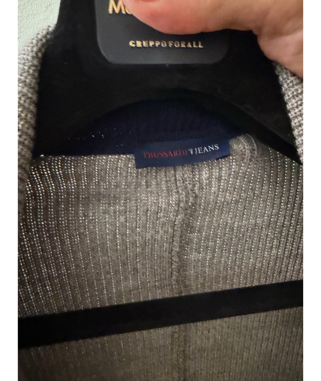 TRUSSARDI JEANS Серый шерстяной кардиган, фото 2