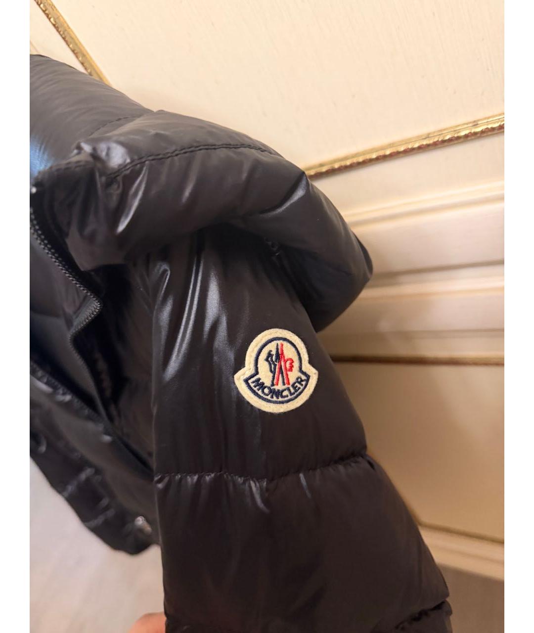 MONCLER Черный полиэстеровый пуховик, фото 4