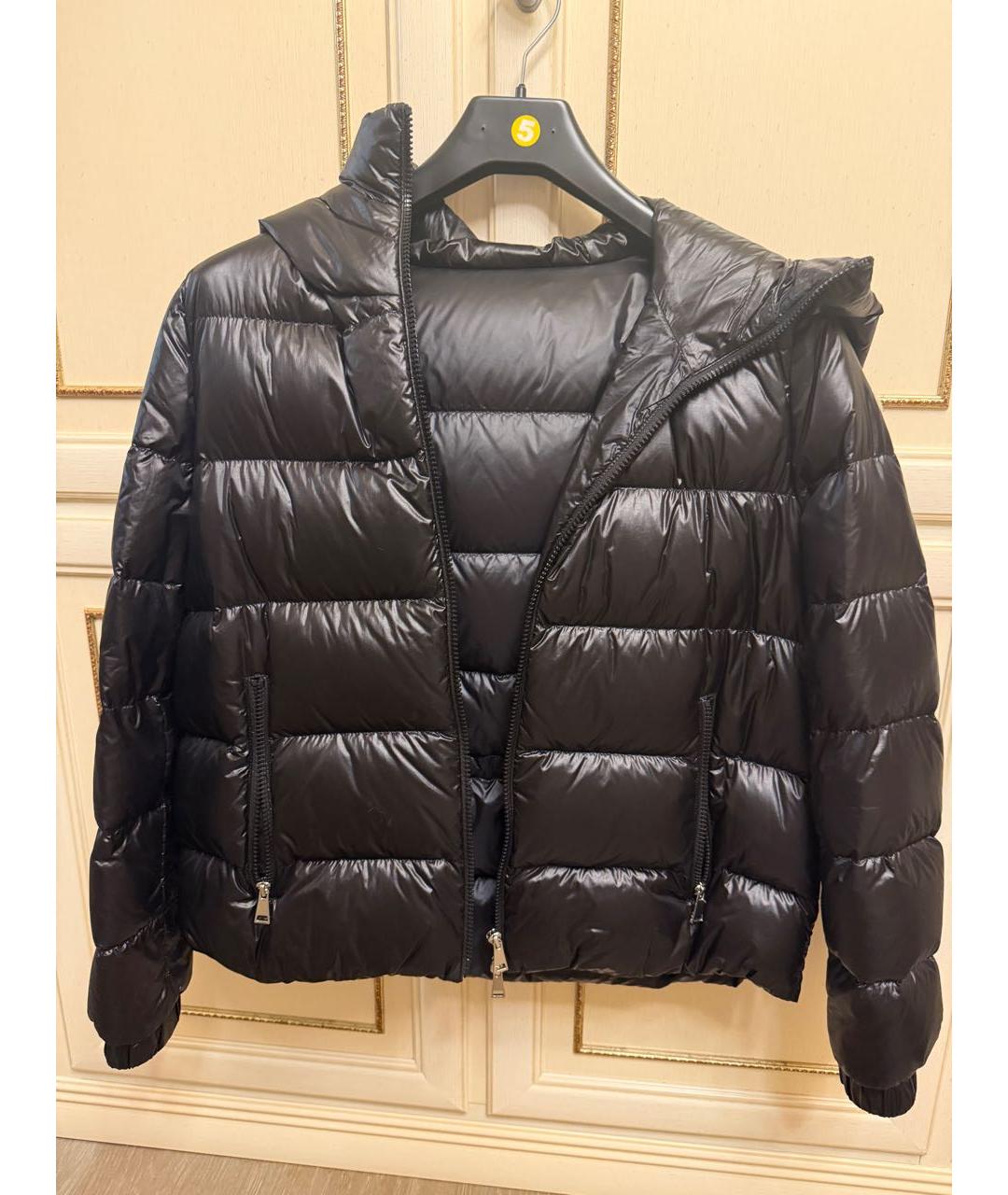 MONCLER Черный полиэстеровый пуховик, фото 6