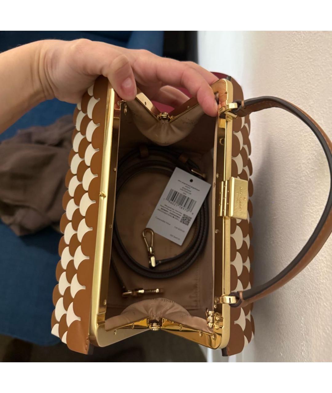 KATE SPADE Коричневая кожаная сумка с короткими ручками, фото 8
